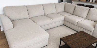 Sectional sofa after deep upholstery cleaning by DRX Cleaning Company