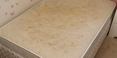 Twin mattress before cleaning — biological stains in Kissimmee FL bedroom